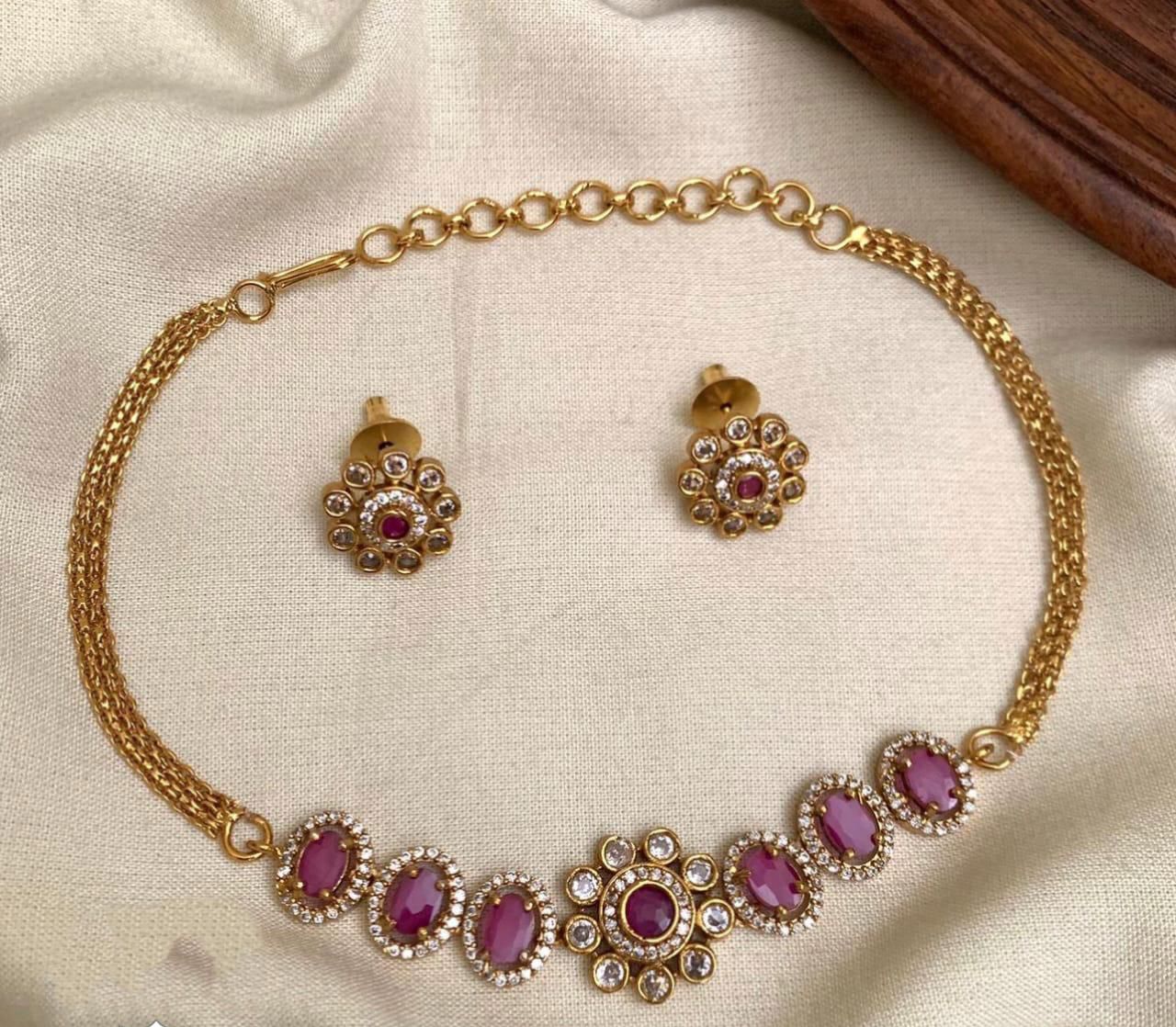 Ruby Stone Chain Neckalce